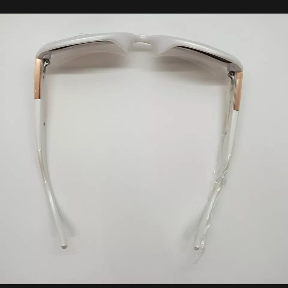 White Rectangular Sunglasses Temple Bling - Picture 9 of 9